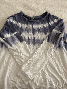 PJ Salvage Navy & White Tie-Dye Long Sleeve Pullover Top